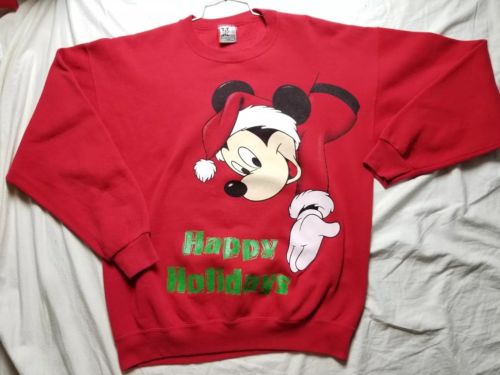 VINTAGE Disney Happy Holidays Ugly Christmas Sweater SANTA Mickey  Sweater