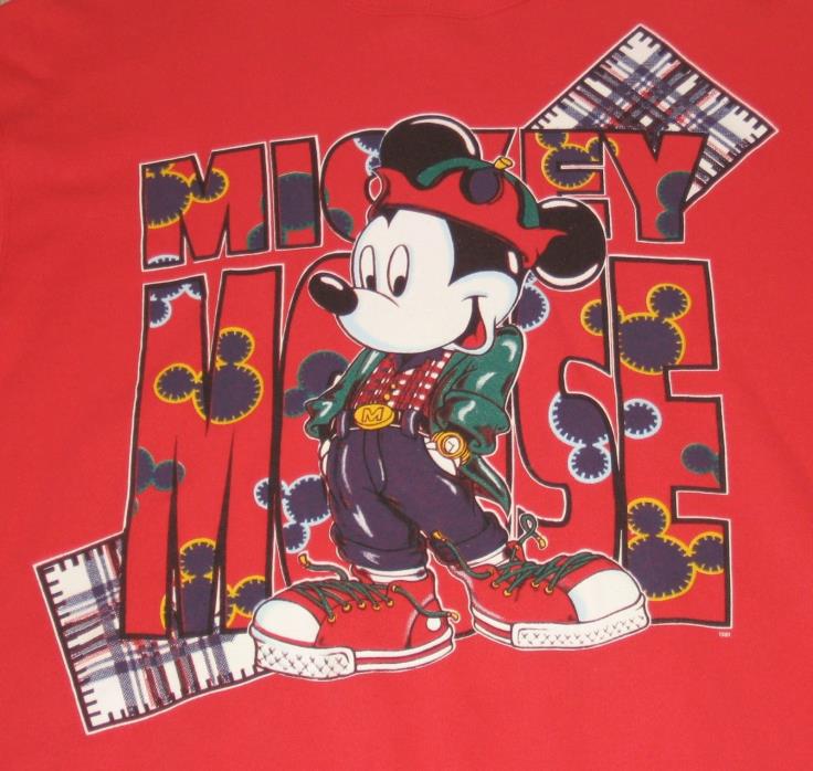 Vintage Hip Hop Mickey Mouse Unlimited Jerry Leigh Sweatshirt XL Adult Red USA
