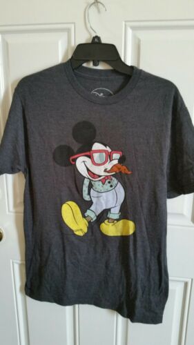 Disney Mickey Mouse in Sunglasses Tee Shirt Medium Cotton Polyester Blend Gray