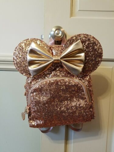 NEW Disney’s Minnie Mouse Ears Bow Sequin Mini Backpack Rose Gold SOLD OUT