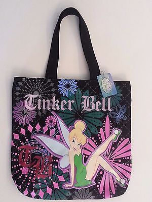 NWT Tinker Bell Disney Fairies Large Tote Bag Black 15