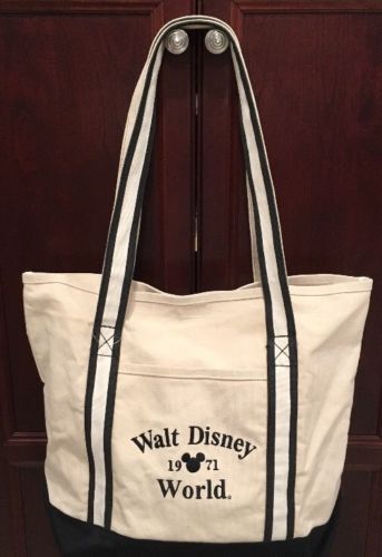 Walt Disney World Black & White Canvas Tote Bag 1971 Mickey Mouse Never Used