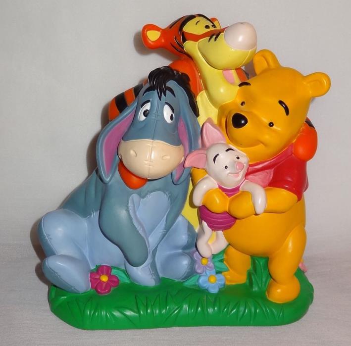 Winnie the  Pooh and Gang Friends Piggy Bank Plastic Disney Piglet Eeyore Tigger