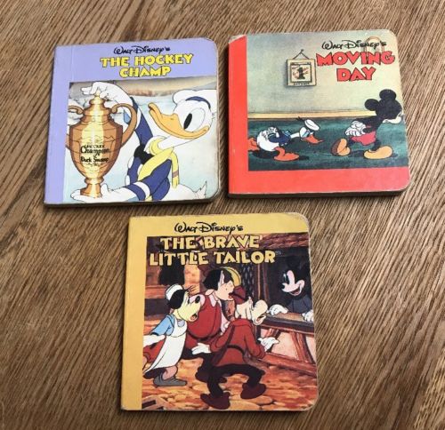 Lot of 3 Mini Disney Board Books 1986.  Walt Disney. Micke Mouse. Donald Duck