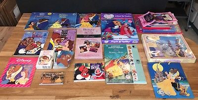 BIG DISNEY BEAUTY & THE BEAST LOT ~ BOOKS + STICKERS + CARDS + PAPER +++ NEW!