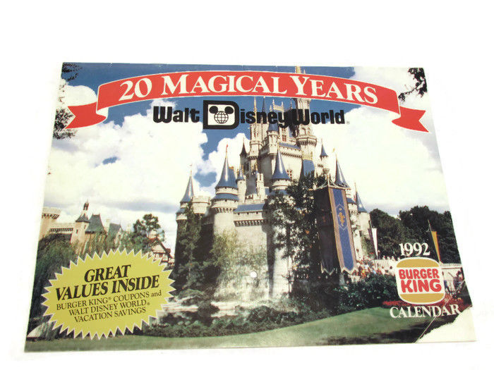 Walt Disney World 20 Magical Years 1992 Burger King Calendar