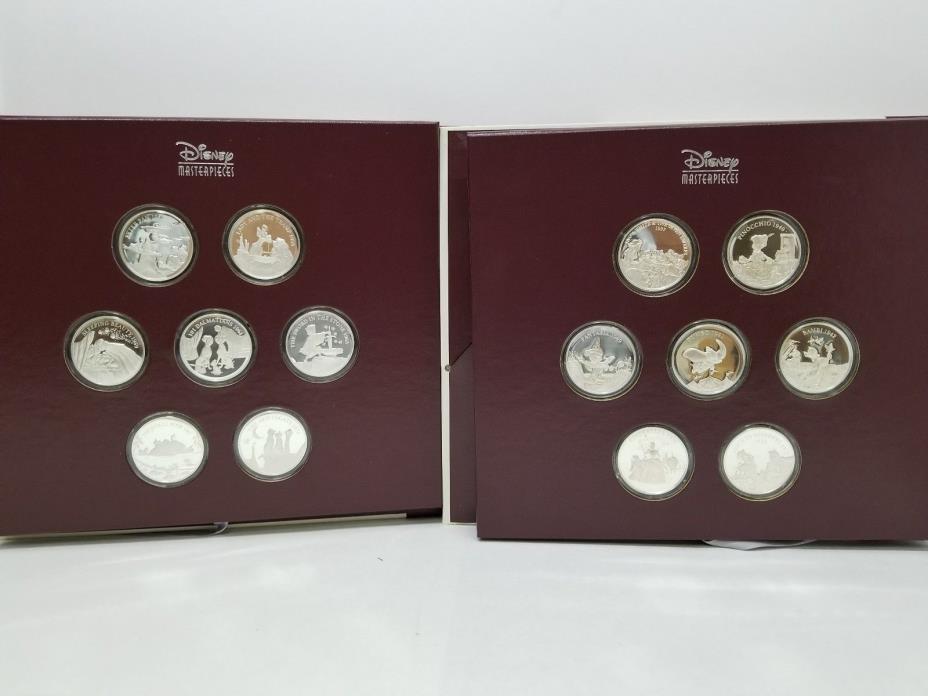 Volume 1 & 2 Disney Masterpieces Commemorative Master Proof Set Silver Coins
