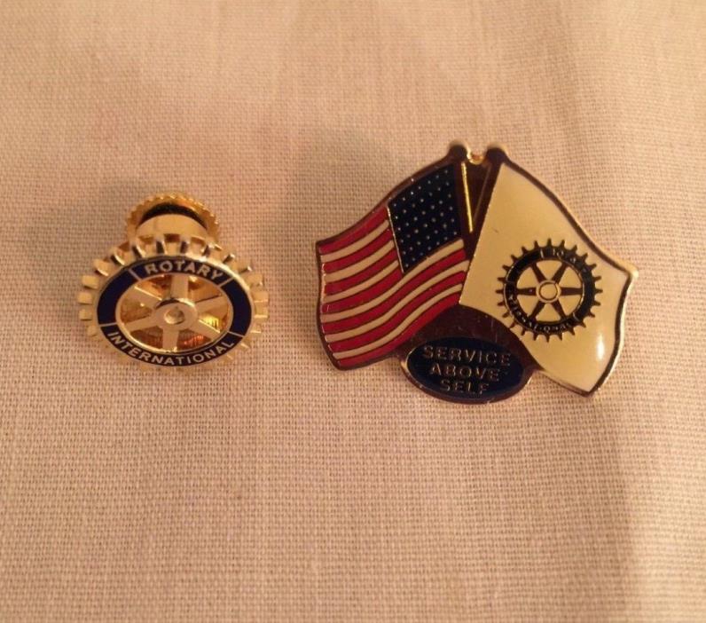 lot of 2 Rotary International, Enamel Lapel Pin, US flag/Rotary flag Pin