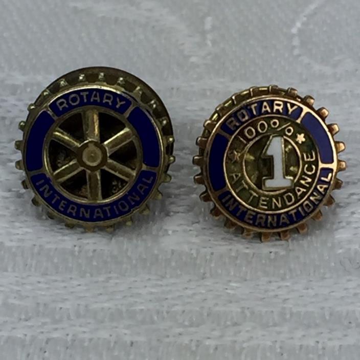 Vtg Rotary International Club Pins Wheel Tie Tack Attendance Member 2 Lapel Pins