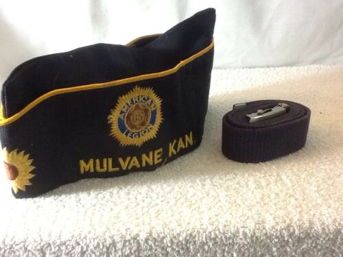 Vintage AMERICAN LEGION Cap/hat 136 MULVANE KAN With 4 Other Patches VERY COOL.