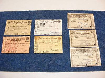 American Legion Official 4 Membership Cards 1954 -1957 3 Odd Fellows 1953 - 1955