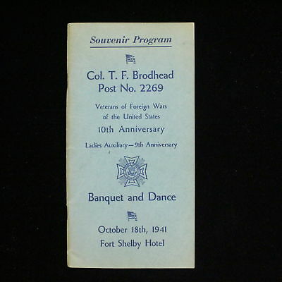 1941 Souvenir Program Col. Brodhead Post 2269 VFW Veterans of Foreign Wars