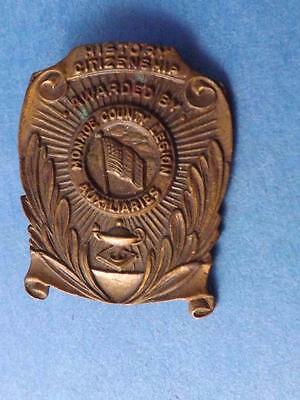 MONROE COUNTY LEGION AUXILIARIES HISTORY CITIZENSHIP AWARD PIN BACK VINTAGE