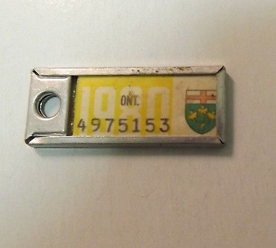 1980 License Plate Key Tag. Ontario Canada. War Amps Key Service