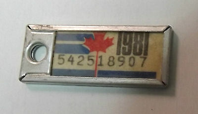 1981 License Plate Key Tag. Ontario Canada. War Amps Key Service