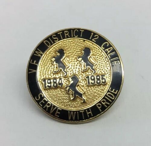 VFW District 12 California 1984-1885 “Serve With Pride” Gold Tone Lapel Cap Pin
