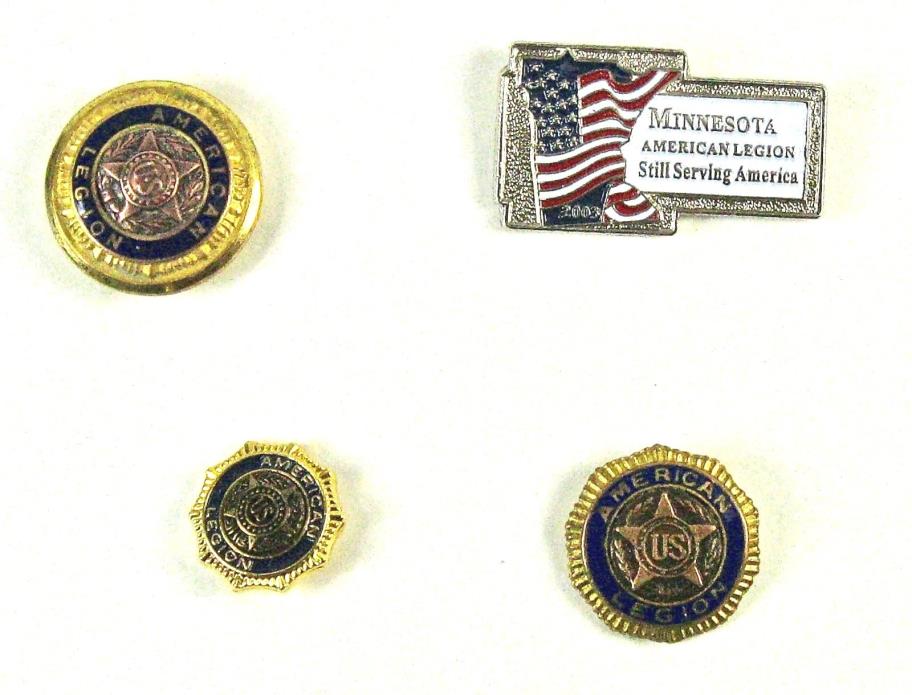 Lot of 4 - 3  Vintage American Legion Pins and One American Legion Button