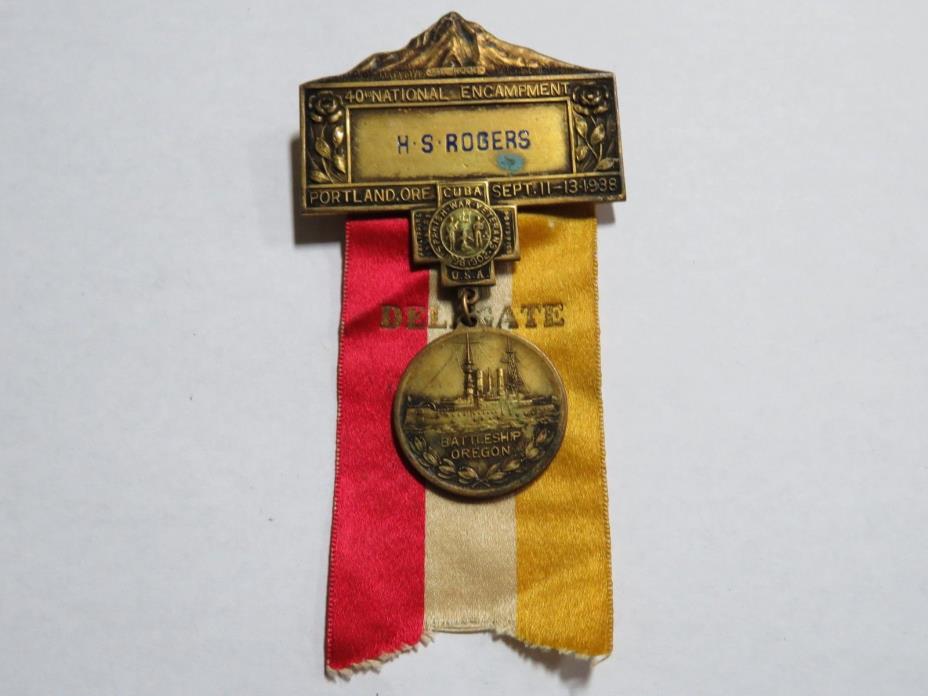 1938 HS Rogers 40th National Encampment Portland OR Delegate Medal