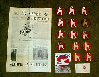 1946 US Army 84th Division Railsplitter WWII Europe, 1st Reunion, Decals Patches