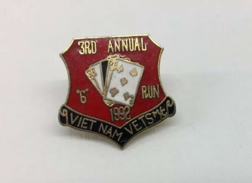 3rd Annual 1992 “6” Poker Run Vietnam Veterans Gold Tone Lapel Cap Pin
