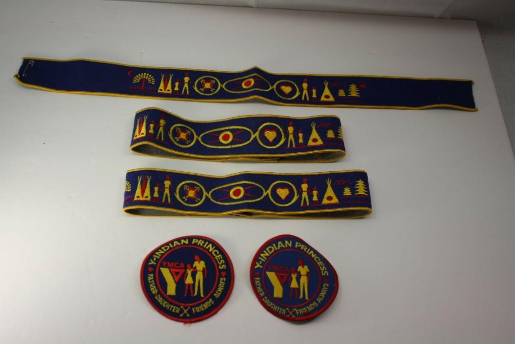Vintage PRINCESS YMCA Father Daughter Patches & Head Bands Free Shipping