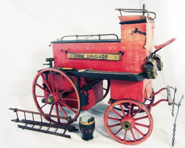 1903 English patent model horse drawn fire brigade wagon & detailed equipment