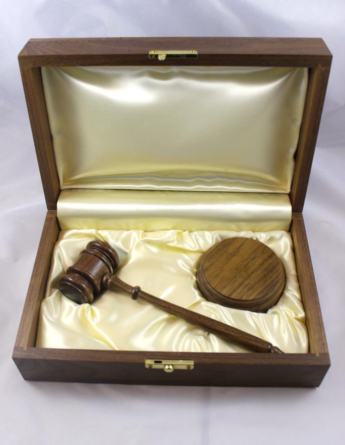 Vintage Solid Walnut Gavel Presentation Set--Gift for Judge or Auctioneer