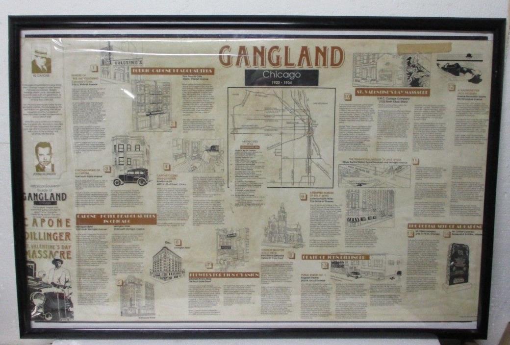 Vintage Gangland Guide Sign Chicago Al Capone Dillinger Gangster Print 35