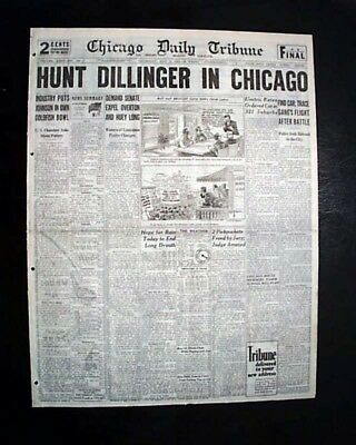 Best JOHN DILLINGER Hunted in Chicago POST Little Bohemia Lodge 1934 Newspaper
