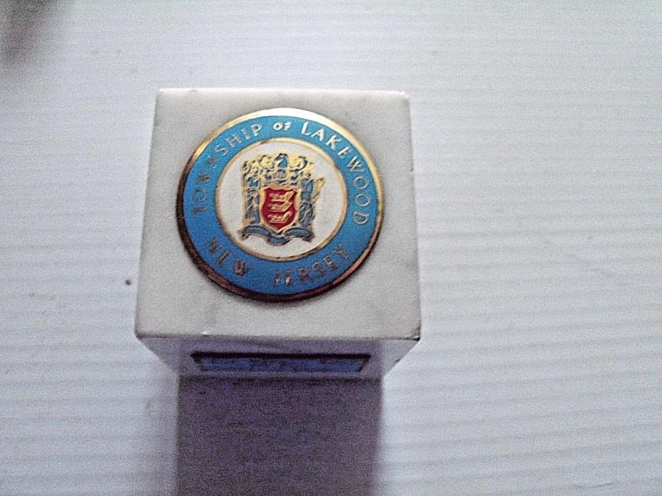 Township of Lakewood NJ PAPERWEIGHT marble with Seal of Lakewood New Jersey