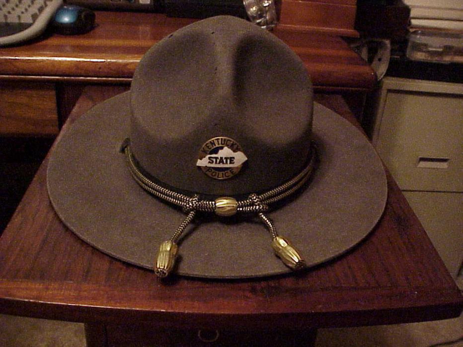 Genuine, Vintage, Stratton Felt, Self Forming, 7 1/8, Kentucky State Trooper Hat