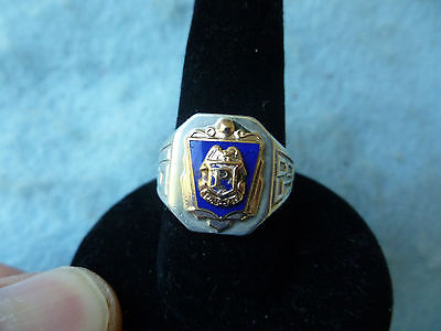 1958 Police Ring Sterling Gold & Enamel Crest PSJH O'Neil Marked Vintage Jewelry
