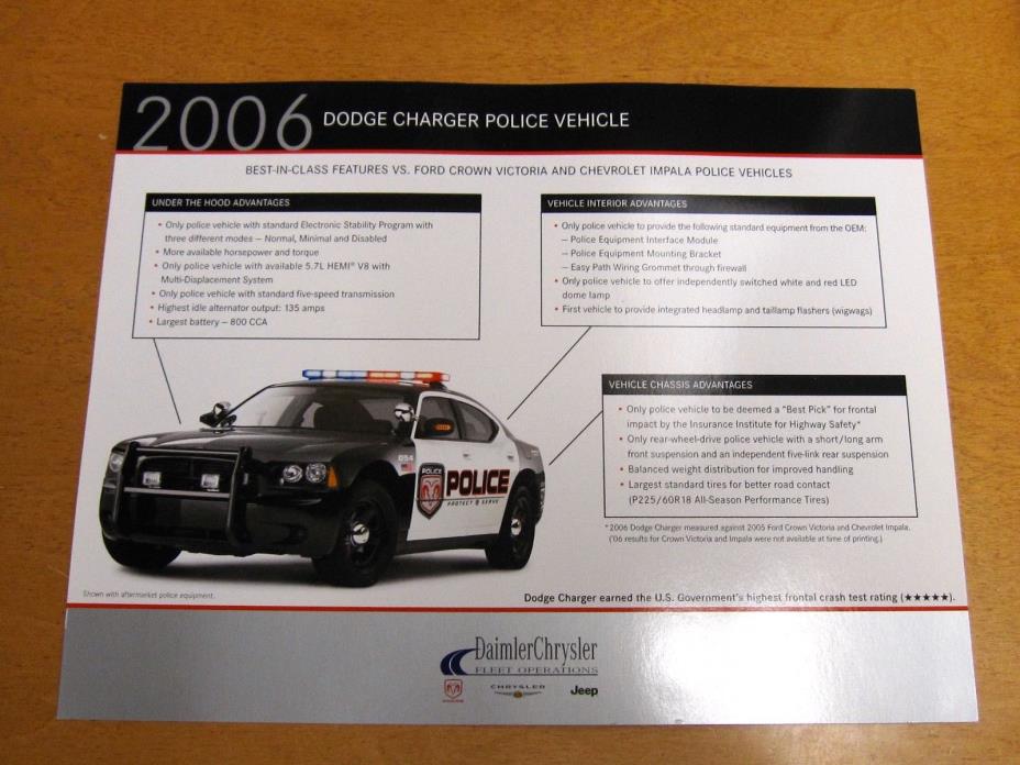2006 DODGE CHARGER POLICE CAR 1-PAGE COLOR BROCHURE DODGE PURSUIT VEHICLE