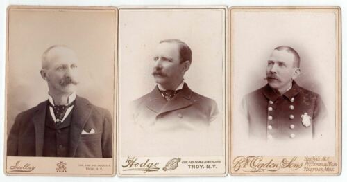 Troy New York Police Officers in Uniform & Family IDed Antique Cabinet Photo Lot