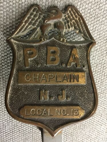 Vintage Bronze Police Chaplain License Plate Topper
