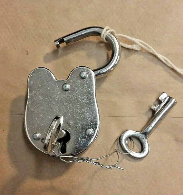 Padlock and keys, Old Vintage Antique 1800s Style  Police Jailer,  Silver Finish