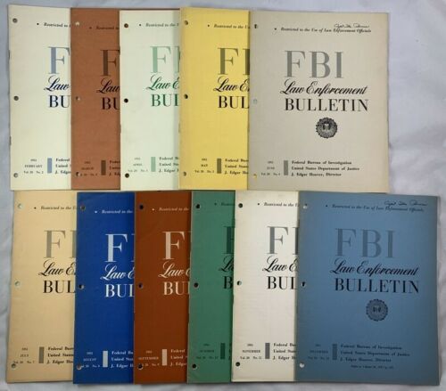 Lot of 11 / 1951 FBI Law Enforcement Bulletin With Most Wanted Articles +