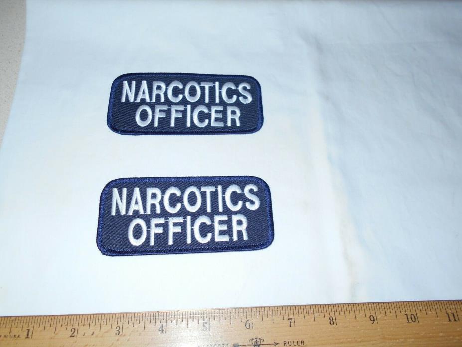Two 'Narcotics Officer'  Black & White Patches, 4 1/2