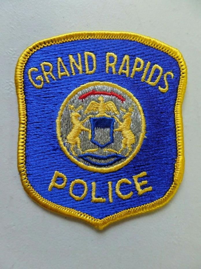 Vintage Grand Rapids Police Patch Michigan Embroidered Dark Blue w/ Yellow 4723