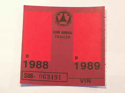 1988 - 89 Pennsylvania Semi Annual Trailer Inspection Sticker Unused