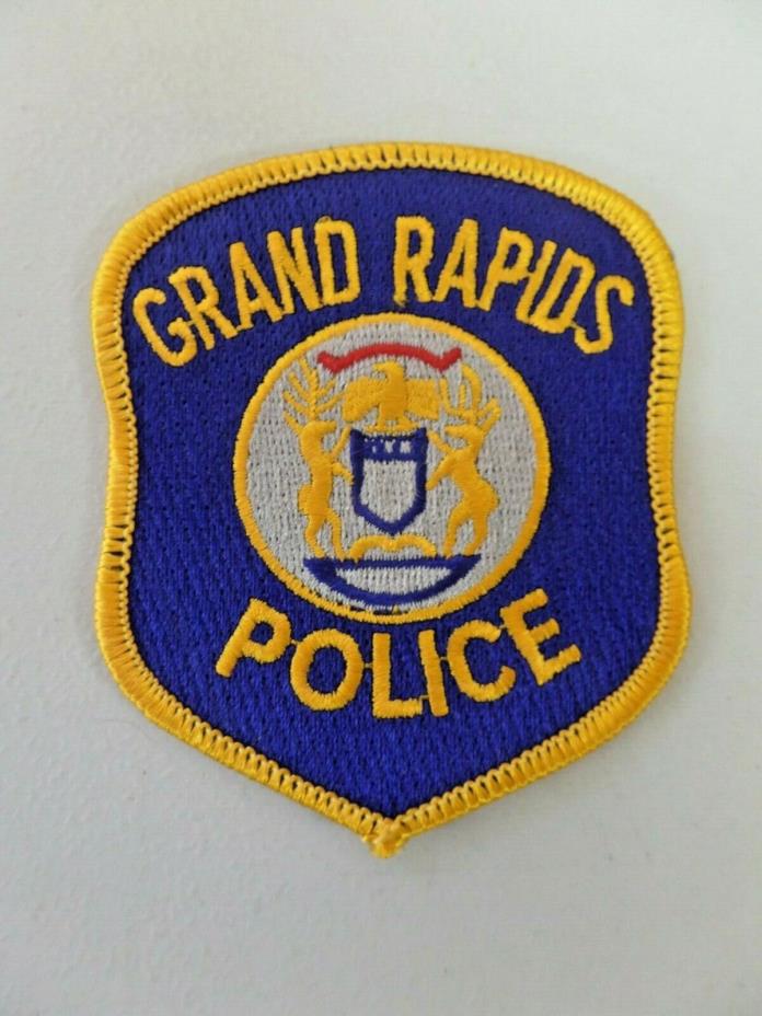 Vintage Grand Rapids Police Patch Michigan Embroidered Dark Blue w/ Yellow 4365