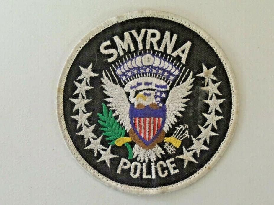 Vintage Smyrna Police Patch Michigan Embroidered Black with Gray 4362