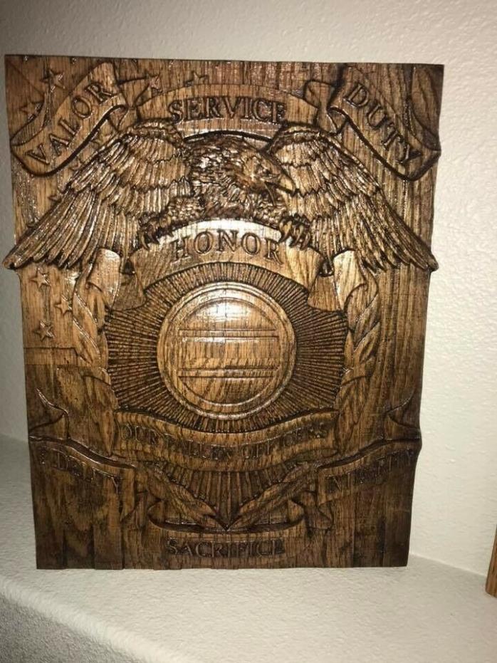 Honor Fallen Officer- stained Red Oak Police Officer Plaque