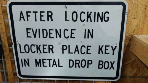 Vintage Original Police Evidence Locker Metal Sign - 24 X 18