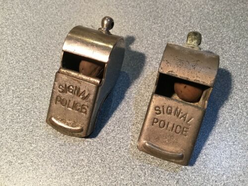 2 WWII Vintage WHISTLE Signal Police   ( 1 - Stamped GERMANY ) FREE SH