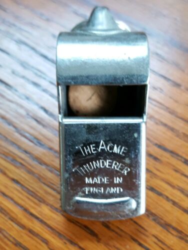 Vintage Acme Thunderer Whistle England Military Army Chrome Retro Cork Ball