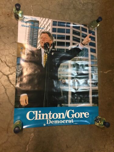 Vintage Bill Clinton Campaign Poster 1992 Silverlake Mall Seattle Dont Stop...