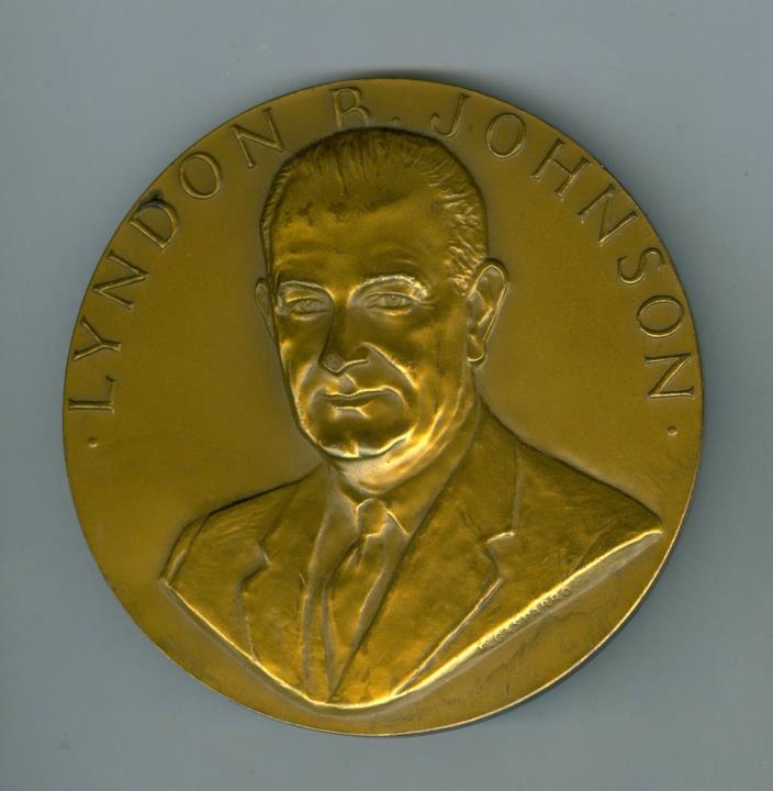 Jan 20, 1965 BZ Lyndon Johnson Inaugurated President US Mint Medal, 3”