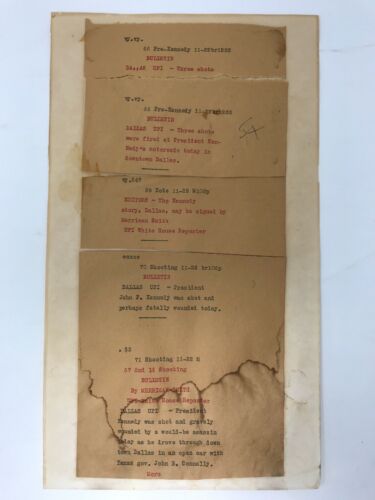 Original Teletype from President John F Kennedy Assassination UPI Merman Smith