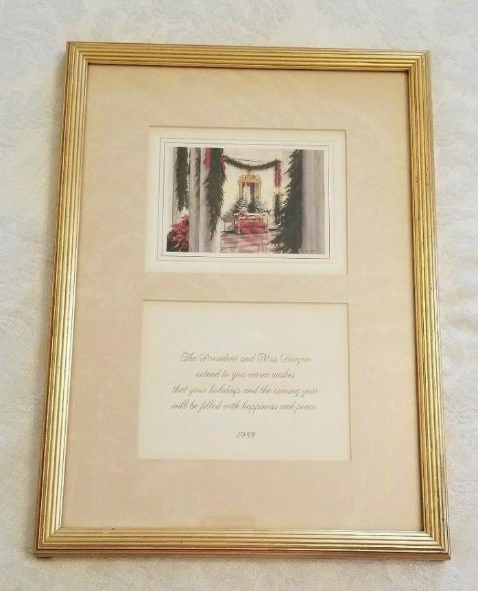 Ronald Reagan Official 1988 White House Christmas Card ~ Framed